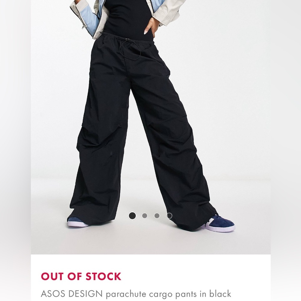 ASOS Black Wide Leg Drawstring Pants - Picture 2 of 4